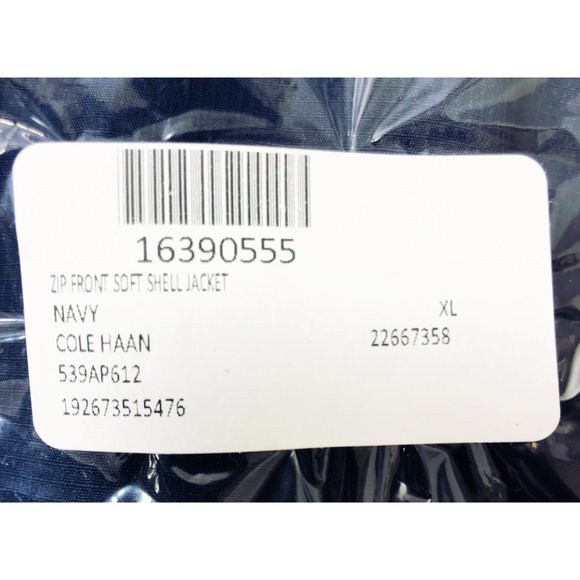 Cole Haan Mens Navy Blue Full Zip Hooded Soft Shell Windbreaker Jacket Sz XL NWT - Picture 9 of 13